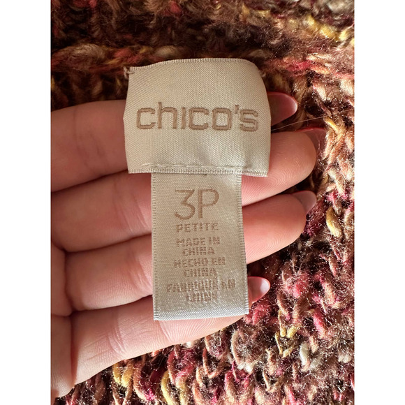 Chico's Womens Sweater Cardigan Marled Yarn Open Front Open Knit Red 3P US XL/16 - Picture 4 of 6